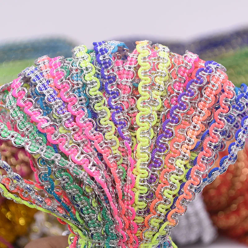 12/24 м 5 мм кружевная отделка Лента красочная изогнутая ткань Обрезка S-образная