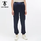 Шелковые брюки LilySilk с эластичным подолом, повседневные женские новые, бесплатная доставка