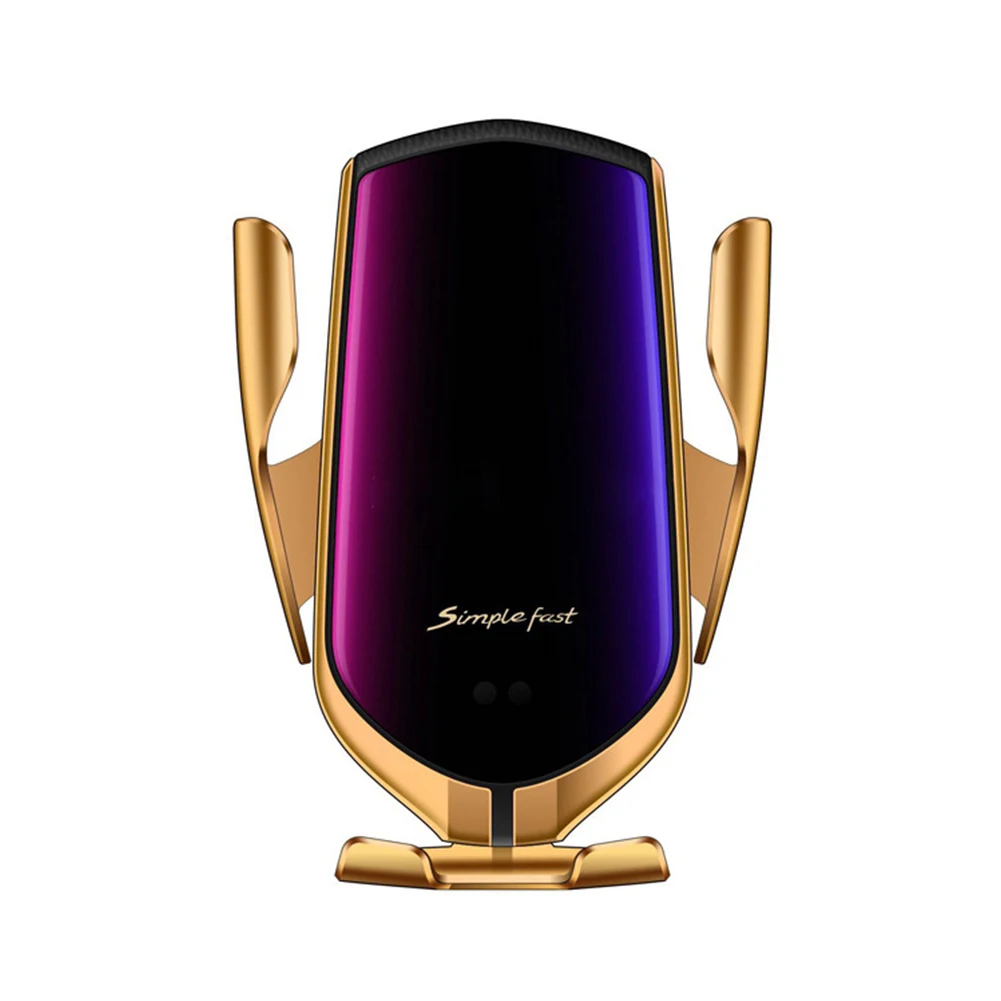 Gold Qi автомобильное беспроводное зарядное устройство для iPhone XS Max X 8 Автоматический Инфракрасный датчик Быстрая зарядка держатель для samsung S10 Plus - Тип штекера: Gold