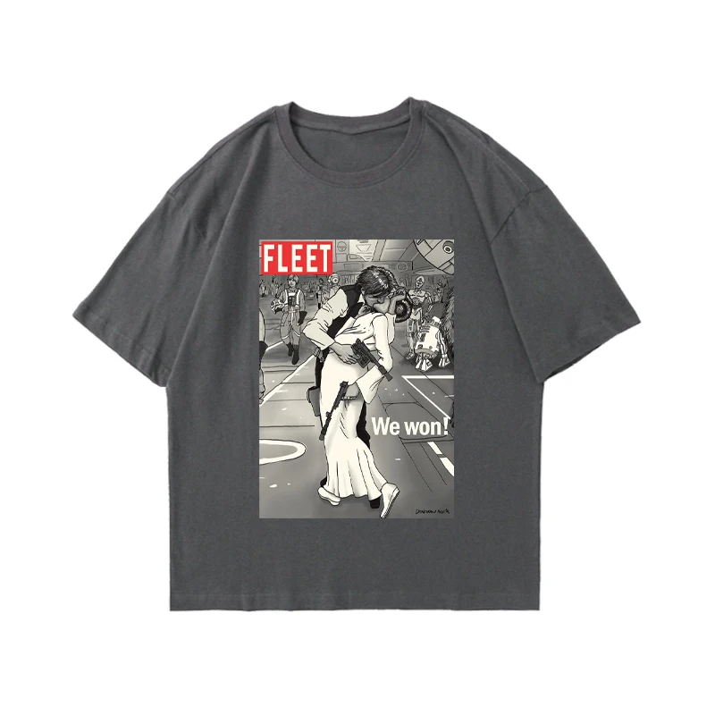 

Short Sleeve Killer Couple Kissing Print T-Shirt Summer Round Collar Cotton Streetwear Oversized Unisex Tops Tees