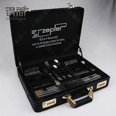 Роскошная китайская столовая вилка ложка набор ножей столовых приборов дорожная