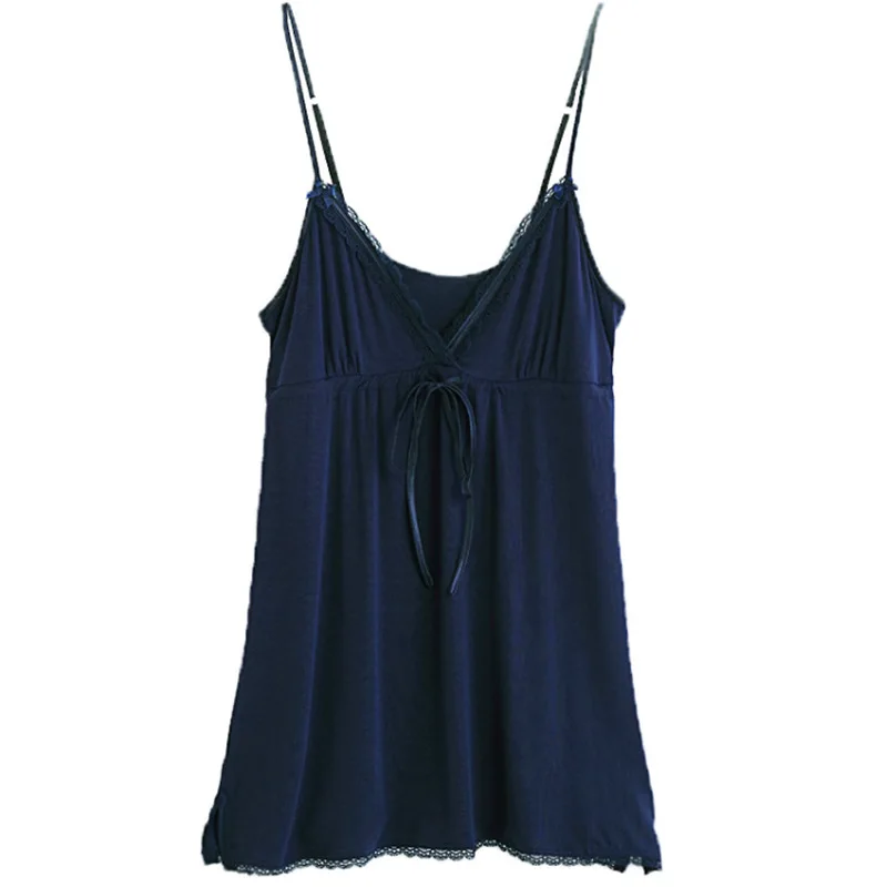 SR028 Plus Size Summer Modal Solid Lingerie Womens Sleepwear Sexy Nightdress Casual Nightgown Comfortable Lace Nightwear