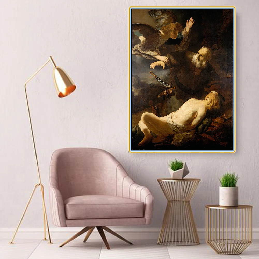 Картина маслом на холсте Citon Rembrandt Poster Isaac Sacrifice постер с художественным рисунком