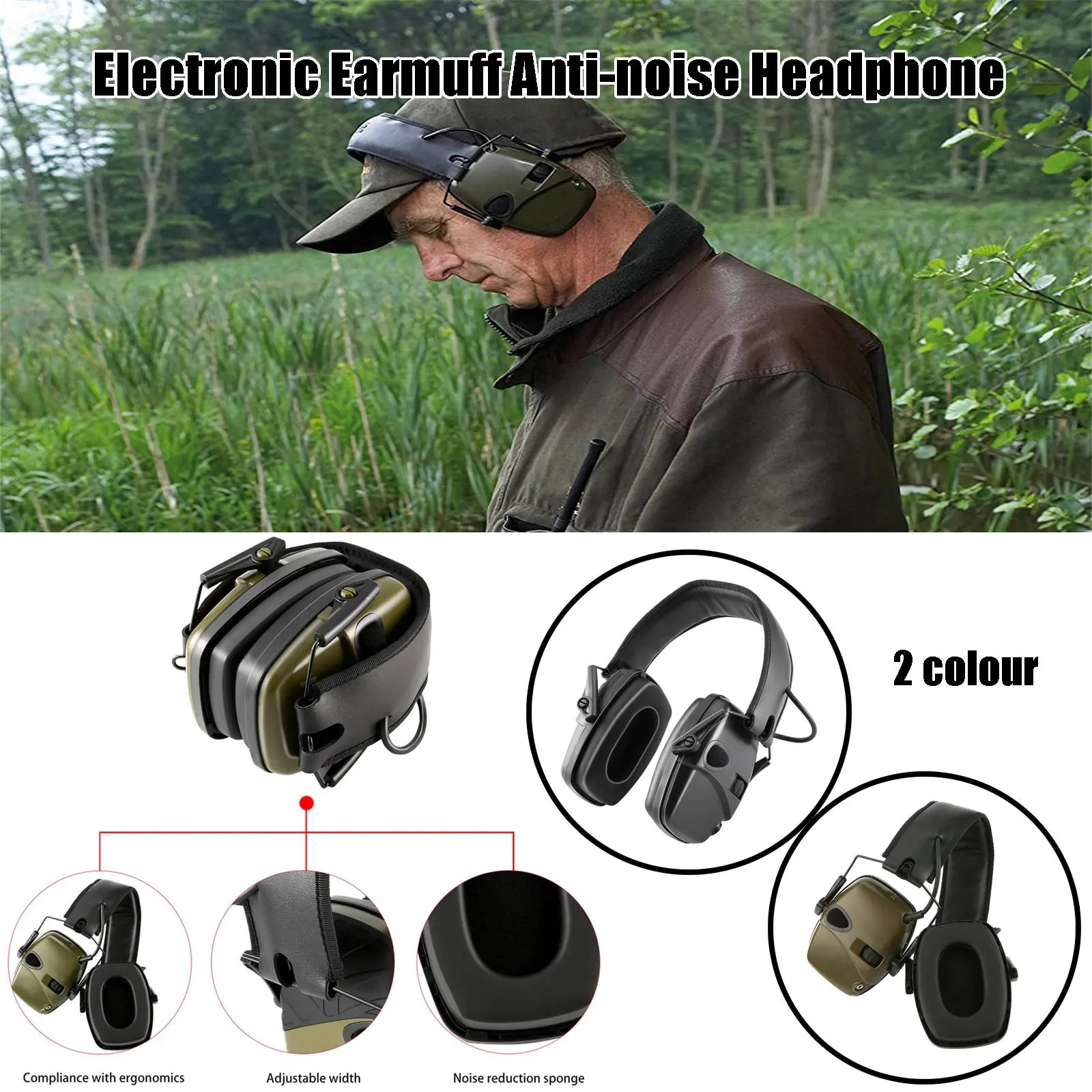 

High Quality Headphones Cancelling Noise Electronic Earmuff Anti-noise Headphone Sound Amplification Hearing Protection