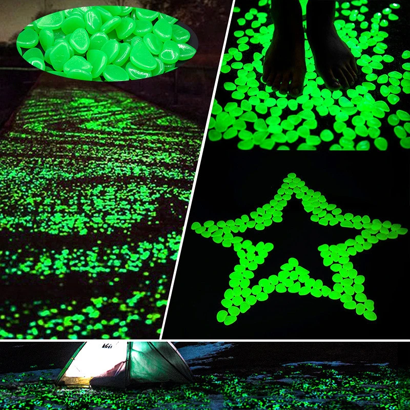 

100Pcs Luminous Stone Glow In Dark Garden Pebbles Glow Stones for Outdoor Lawn Walkways Home Decoration Fish Tank Aquarium Rocks