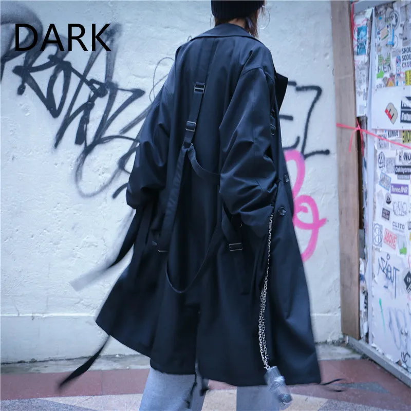 Ветровка Yamamoto Wind Dark Design Sense Женская ветровка средней длины осенняя черная куртка