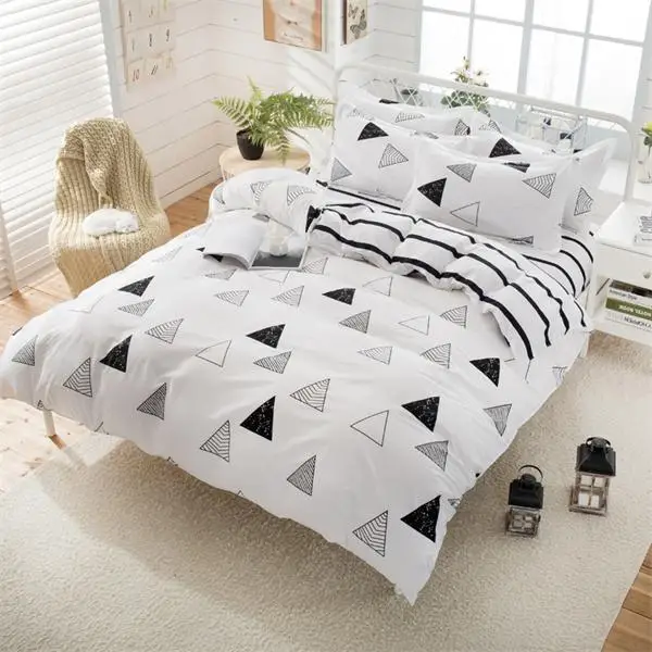 Постельное белье с изображением растений кактуса Белое черное сердце плоское