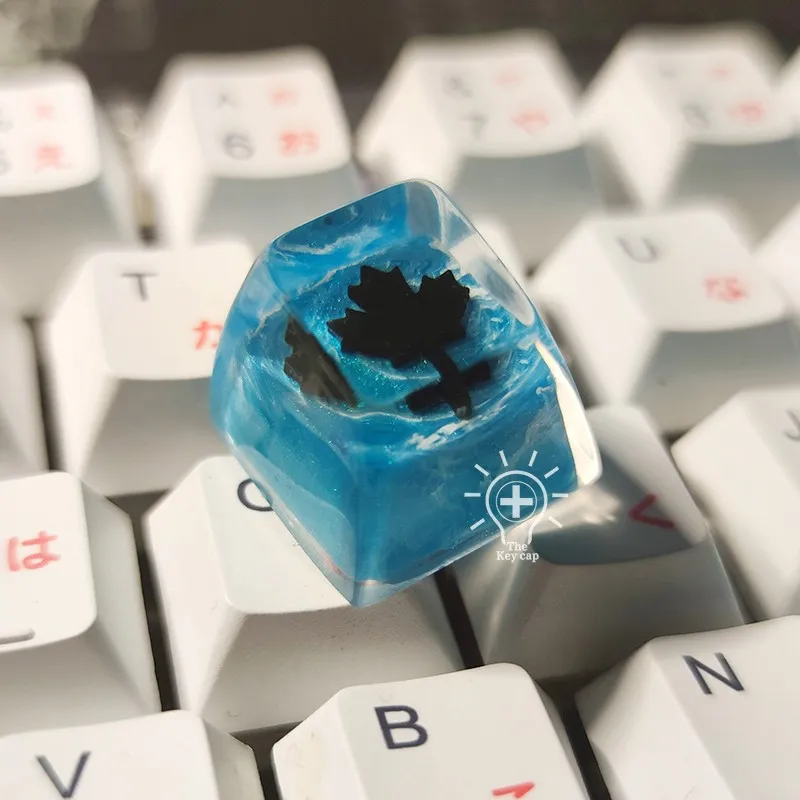 

1pc Custom mechanical keyboard rainbow No. 6 ink ice skin keycap resin personality light-transmitting keycap