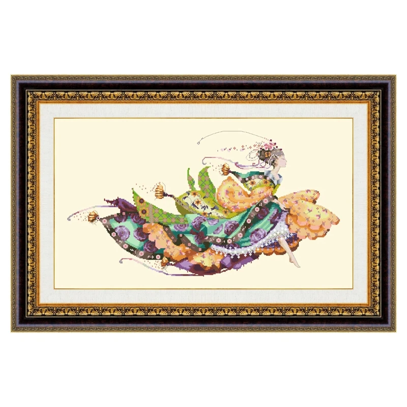 

Princess Eliana cross stitch kits fairy lady aida fabric 18ct 14ct 11ct counted light yellow canvas embroidery kits DIY craft