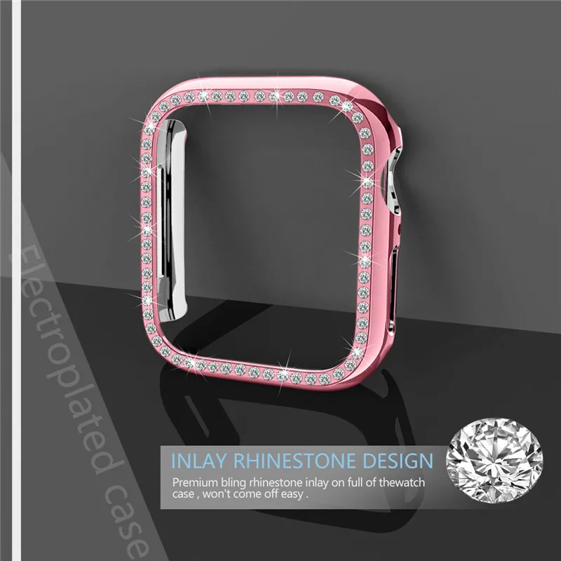 Роскошный двухрядный Алмазный ПК Защитная крышка для Apple Watch Case Series 5 4 44 мм 40 Рамка