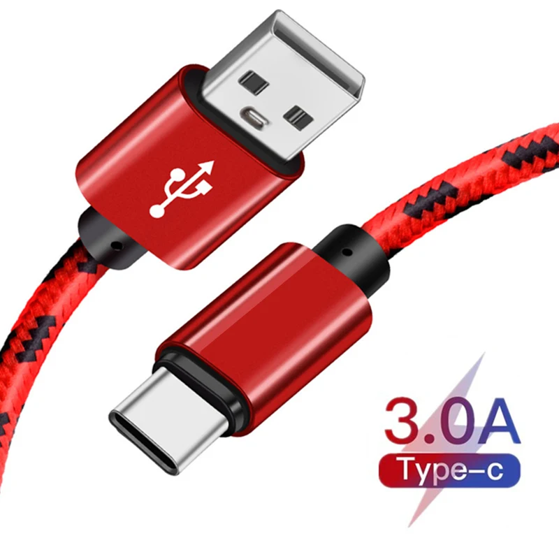 USB кабель в оплетке 1 м 2 3 для быстрой зарядки Realme V5 C15 6i C11 Samsung ZTE Axon 11 SE Blade 10 A7 Tecno Spark