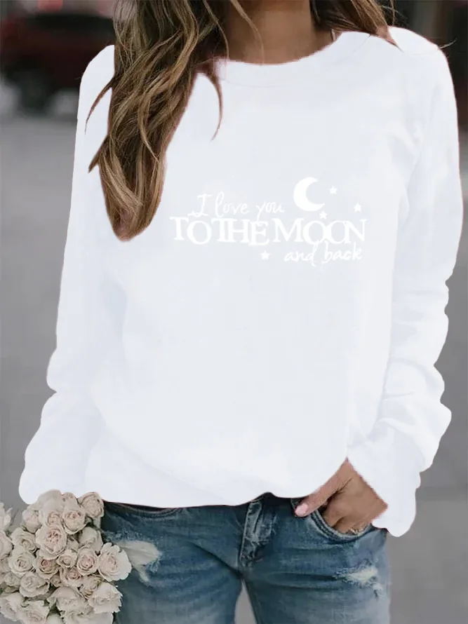 

Women Hoodie To The Moon Letter Printed Hoodies Women Fleece Long Sleeve O Neck Loose Sweatshirt Girls Pullovers Autumn Winter