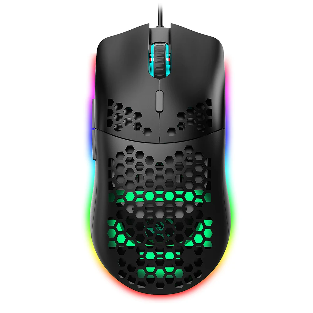 

Programmable Gaming Mouse with Lightweight Honeycomb Shell, 6400 DPI Sensor,RGB Rainbow Backlit-Black