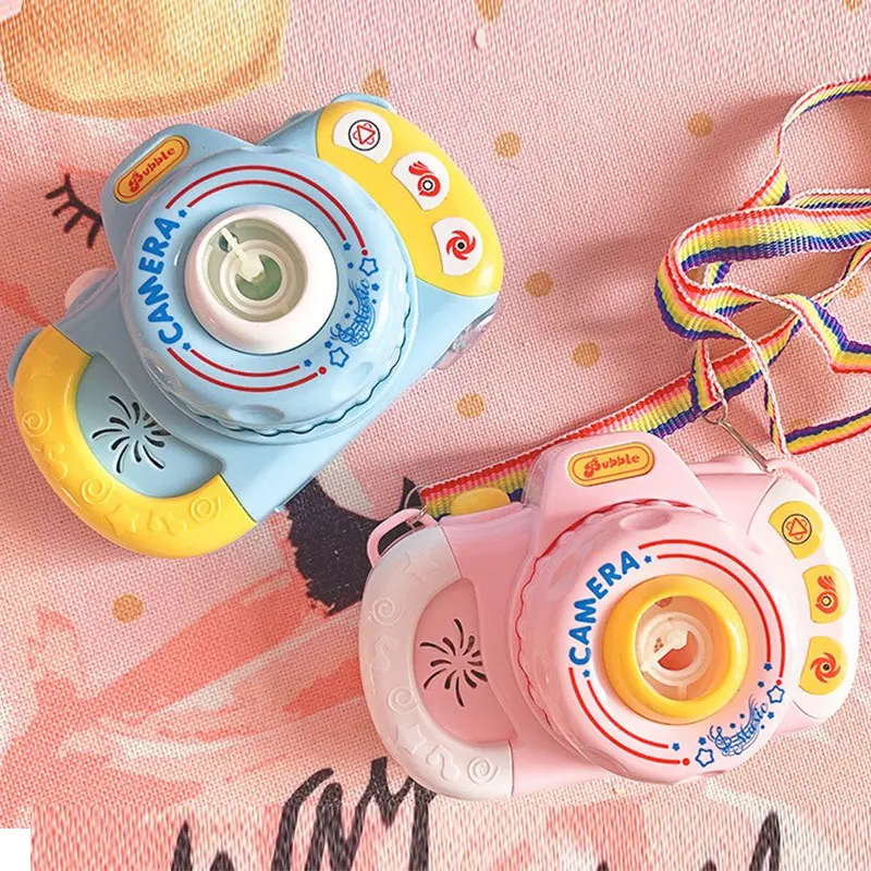 

2020 Cute Camera Automatic Music Bubble Machine Gun Soap Bubble Blower Outdoor Kids Child juguetes brinquedos Toy for Kids