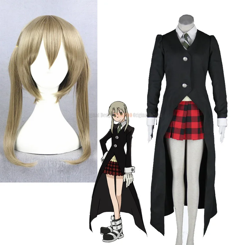 

Ботинки для Маскарадного костюма Anime Soul Eater костюмы мака Албарн Косплэй парики Maka Kids/черный Чолак, теплая шапка, Jk Униформа с юбкой Хэллоуин Д...