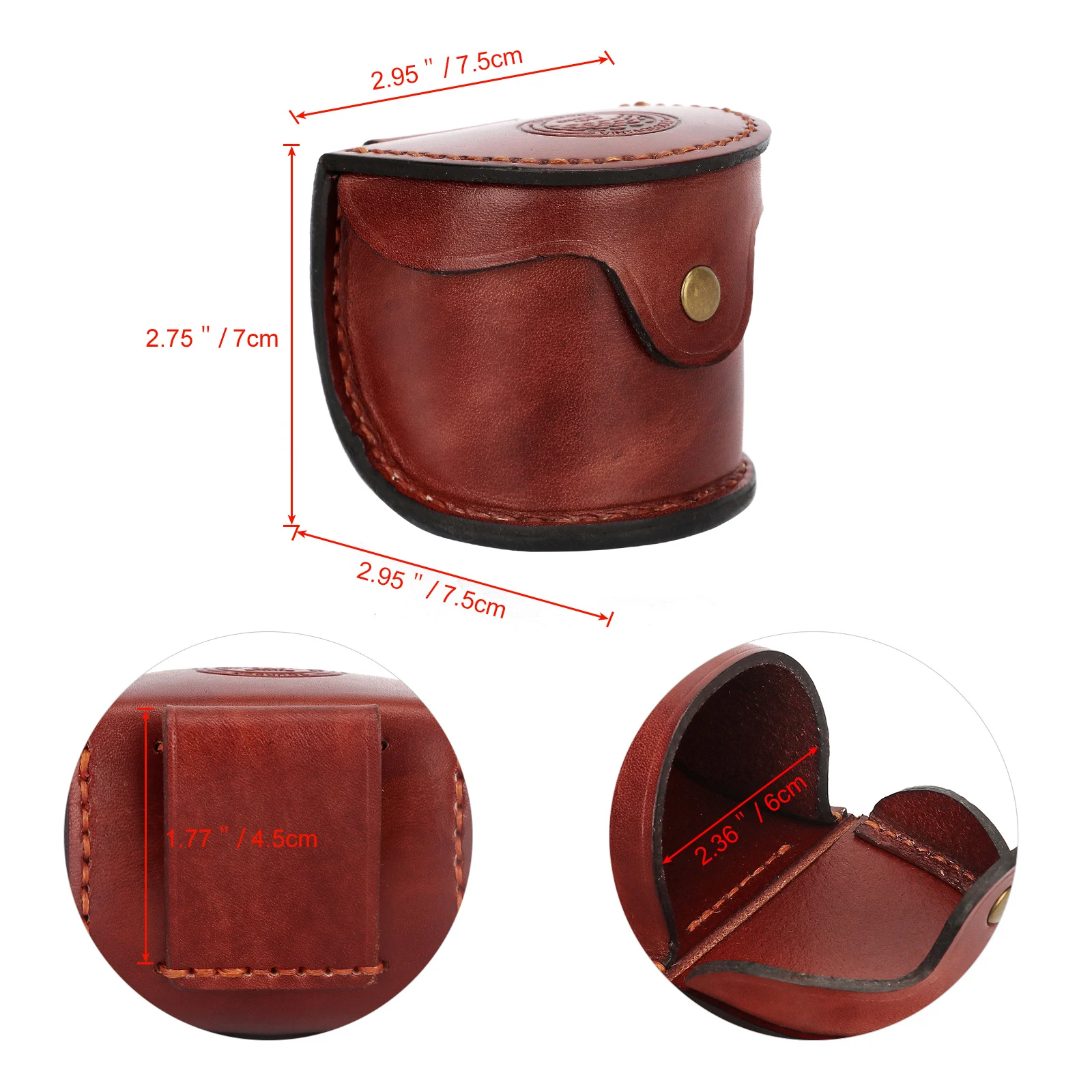 Tourbon Vintage Mini Portable Grass Park Golf Ball Pouch Bag Holder Playground Cowhide Leather 60mm Golf Ball Waist Carrier