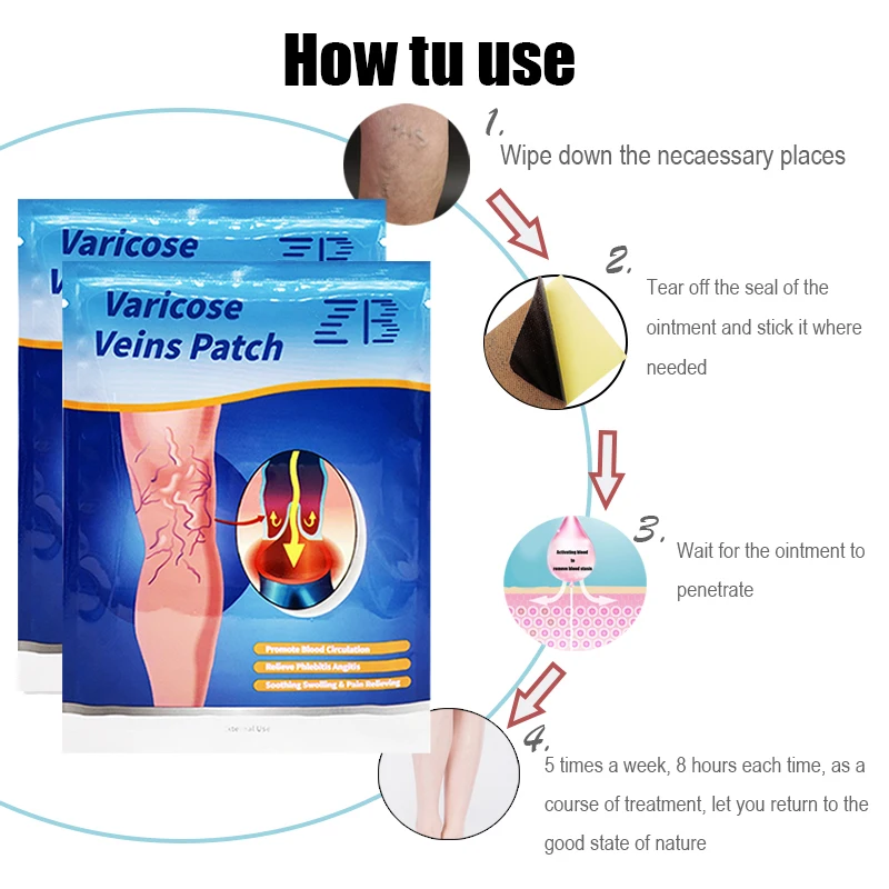 6/12PCS ZB Chinese Herbal Varicose Veins Cure Patch Legs Pain Relief Plaster Spider Varicosity Angiitis Removal Phlebitis Treat | Красота и