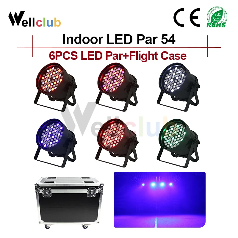 6 шт. с Дорожный Чехол 54x5 Вт DJ светодиодный RGBW Par Светильник s Wash дискотечный