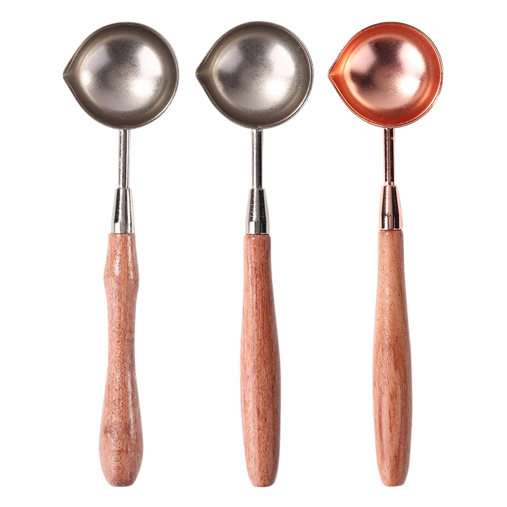 

Anti-Hot Sealing Wax Spoon Wood Handle Retro Wax Stamping Spoons Invitation Cards Decorative Stamps Craft
