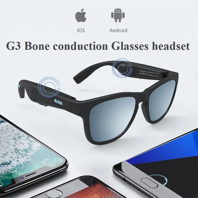 G3 Polarized Sunglasses Bluetooth Bone Conduction Headset SmartTouch Smart Glasses Health Sports Wireless Headphones&Microphone