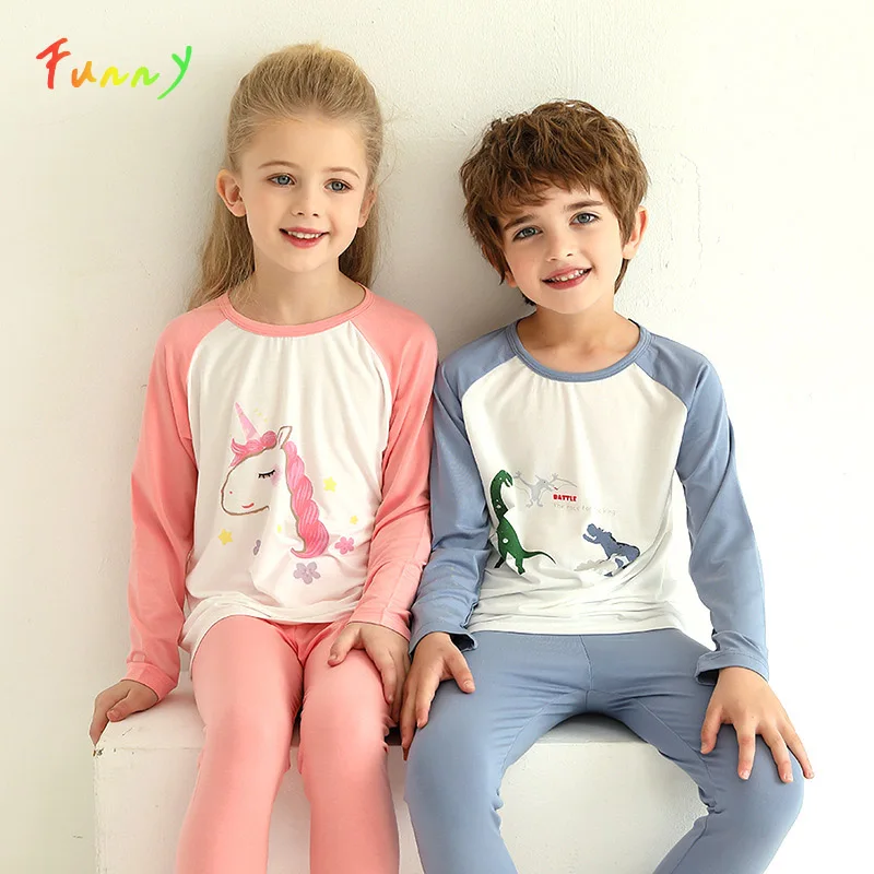 

Cute Cartoon Pyjama Sets Long Sleeve Autumn Cotton Sleepwear Boys Girls Home Clothes Casual Pijamas for Kids Night Wear 4 -14Y