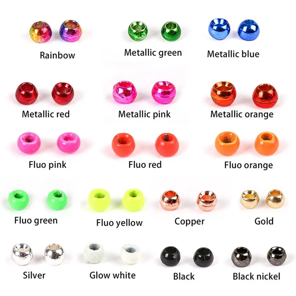 

25Pcs Fly Fishing Hook Tungsten Round Beads Nymph Head DIY Slotted Fly Tying Tungsten Beans Ball On For Fishing Tackle 2-4.6mm