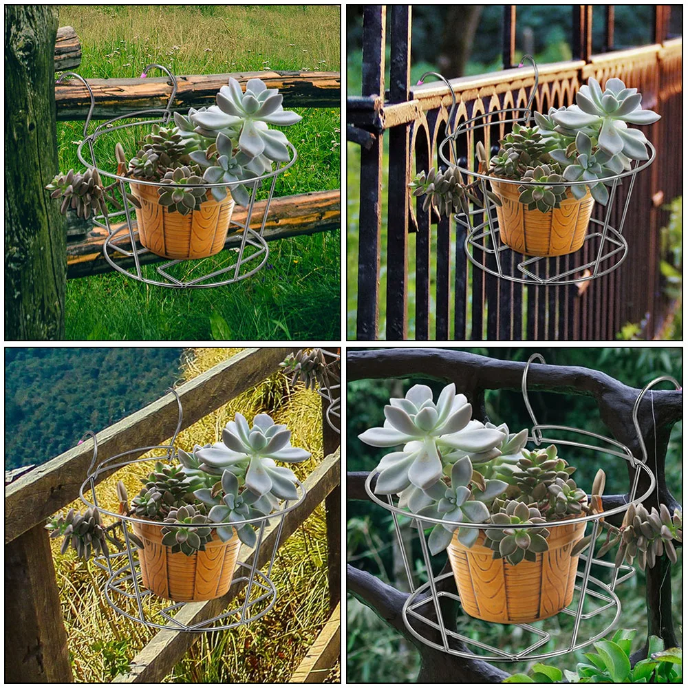 

2pcs Over the Rail Plant Pot Baskets Hanging Stainless Steel Flower Pot Holder