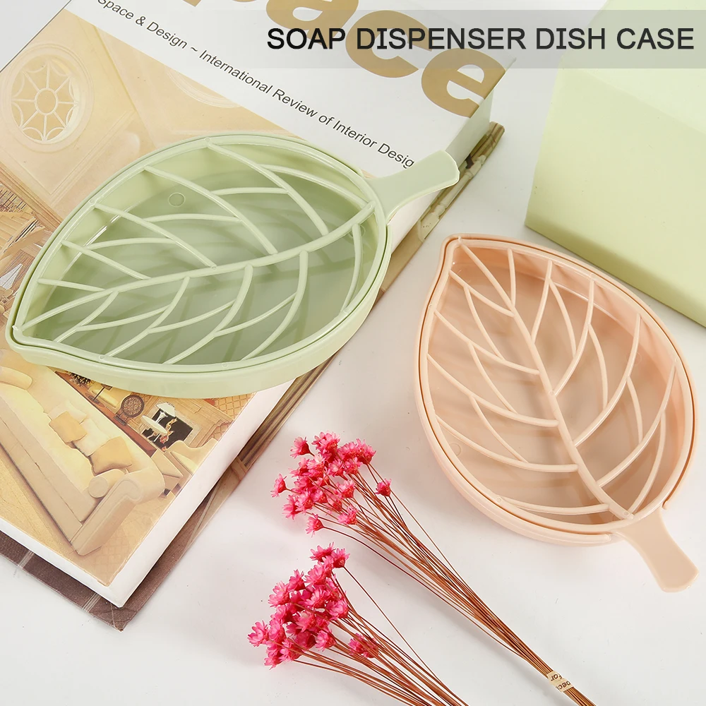 New Design Leaf Shape Soap Box Plastic Dispenser Dish Case Holder Double Layer Anti-skid Drain Bathroom Storage | Обустройство дома