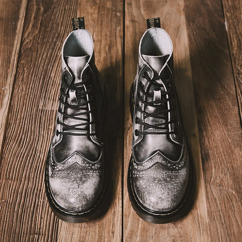 Ботинки мужские ботинки кожаные ботильоны на шнуровке Bullock уличная рабочая обувь