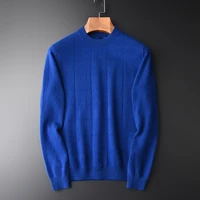 wool and rabbit hair sweater male luxury plaid jacquard round collar mens sweaters fashion slim fit sweaters man m 4xl