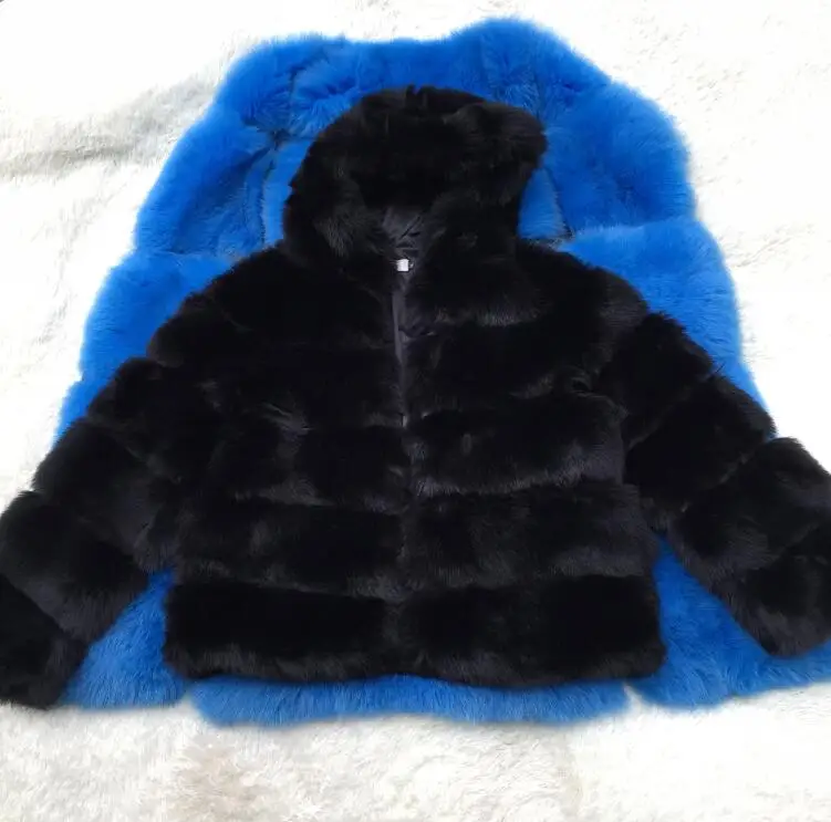 CP42 Black Шуба из искусственного лисьего меха, женская зимняя мода, длинный рукав, искусственный мех, пальто для женщин, толстое теплое пальто с капюшоном, Женская куртка из искусственного меха - Цвет: CP42 Black