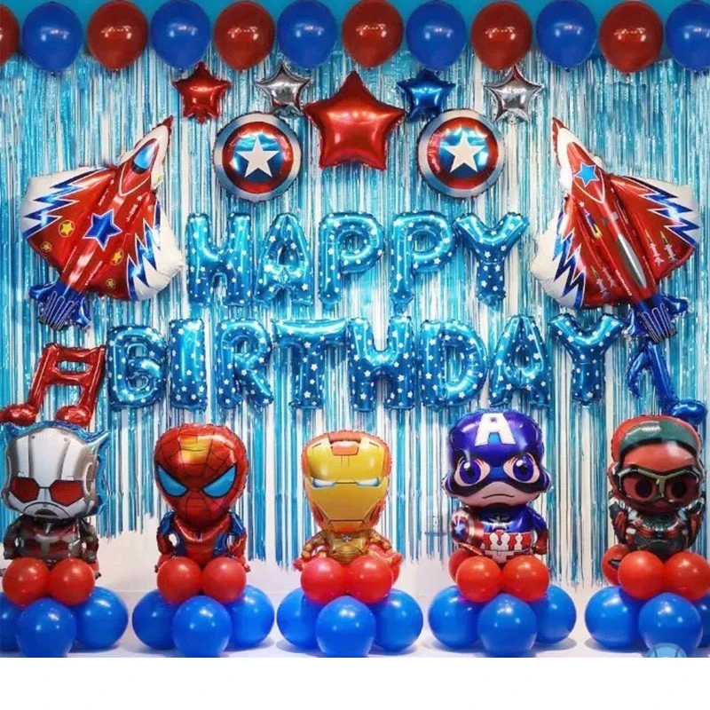 60 шт. супер герой набор фольги Воздушные шары Железный человек паук шарики для