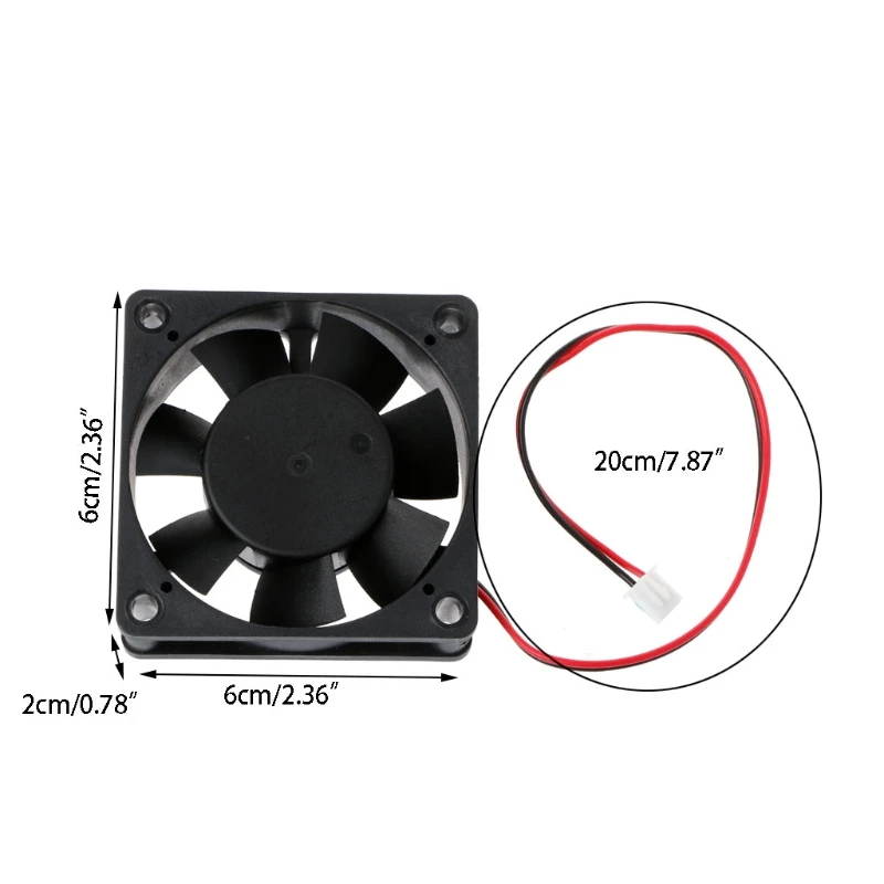 

60mmX60mmX20mm DC 12V 2-Pin Cooler Brushless Axial PC CPU Case Cooling Fan 6020