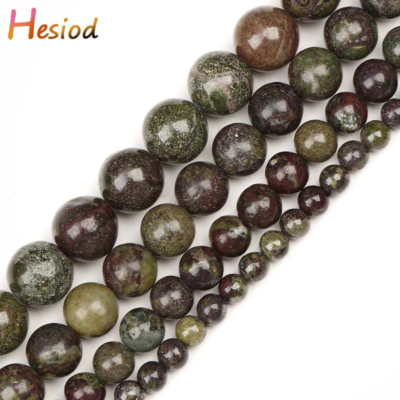 

Hesiod Natural Dragons Blood Stone Beads Round Loose Beads 4/6/8/10mm Pick Size For Jewelry DIY Making Strand 15"