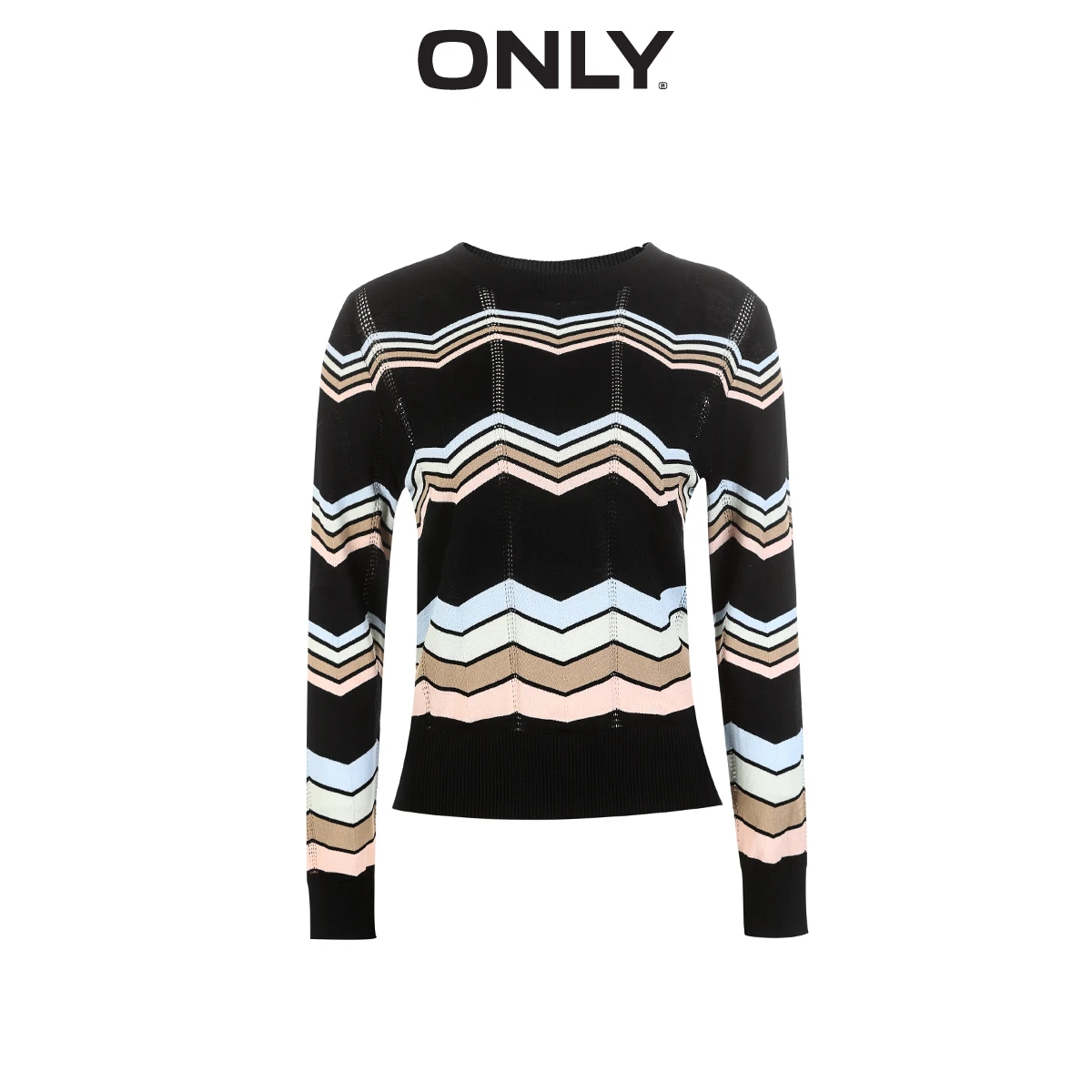 ONLY Autumn Winter Straight Fit Assorted Colors Striped Cut-outs Pullover Knit | 119124519 Женская одежда