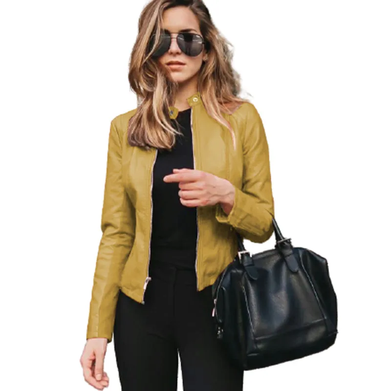 Женская короткая куртка из искусственной кожи на молнии 12 цветов размеры до 5XL |