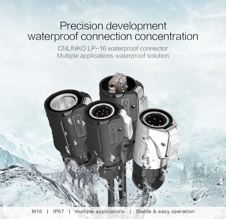 Waterproof connector M16 2 pin IP67 power metal connector round plug male plug female socket 10A electrical seal connector