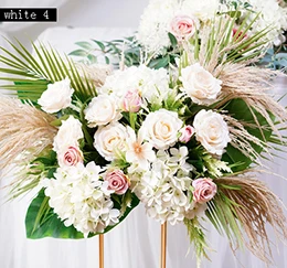 white 4 Свадебные домашние вечерние сценические искусственные шелковые искусственные цветы фон в виде изображения стола стенд Арка декоративный цветочный ряд фоновое украшение - Цвет: white 4