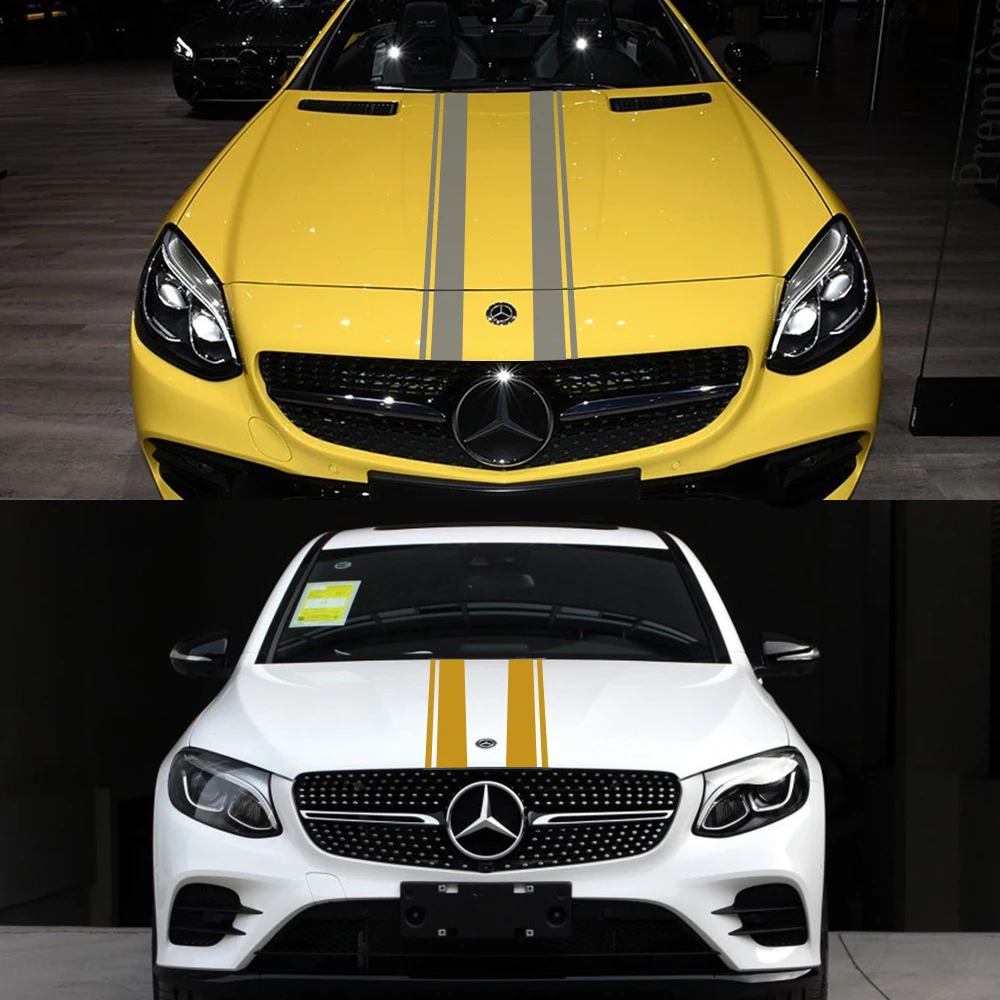 Универсальный автомобильный капюшон в полоску наклейки авто гонки виниловая