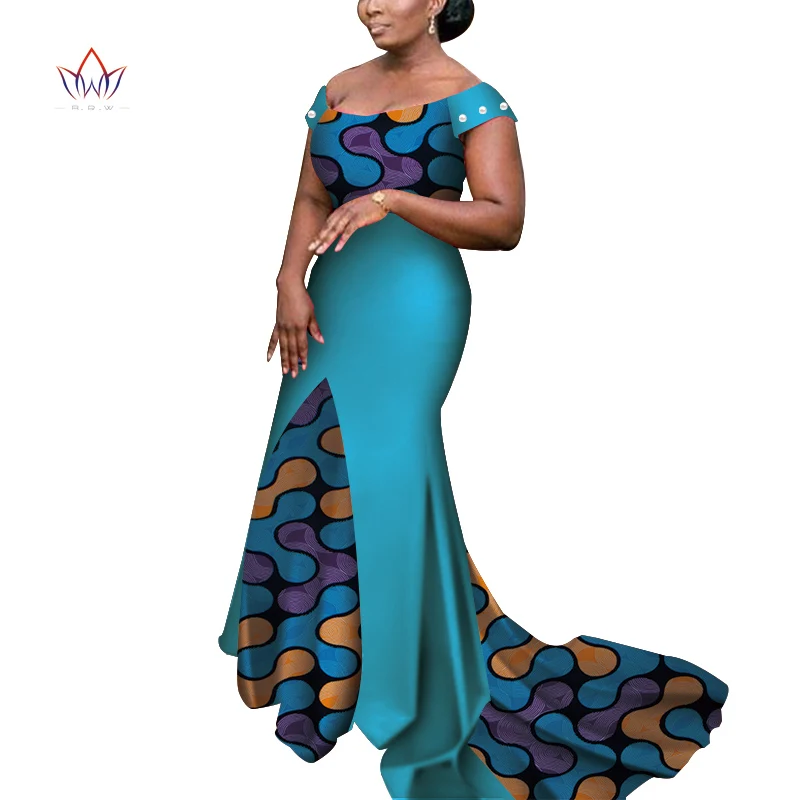 Африканские платья для женщин с открытыми плечами Длинные Дашики африканские