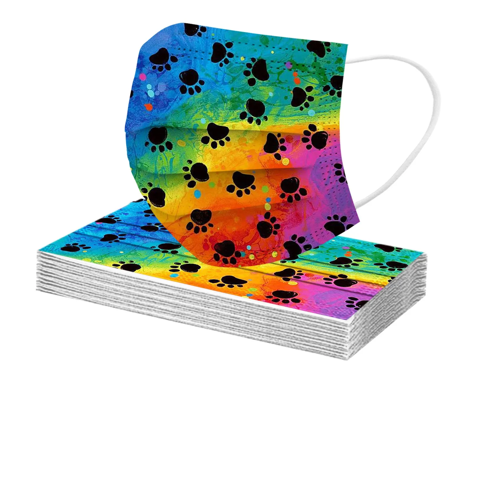 

Adult's mask Printed Disposable Meltblown Non-woven mouth Face Mask Elastic Breathable Earloops mask Masque