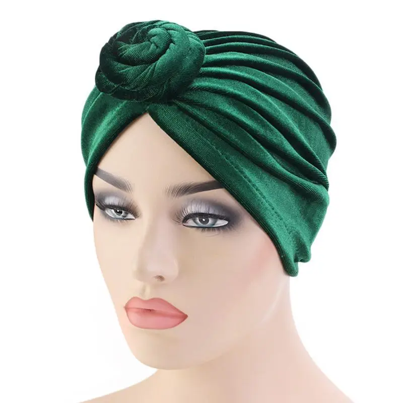 

Женская этническая тюрбан шляпа спираль узлом цветок стрейч Кепка Chemo мусульманская головной убор