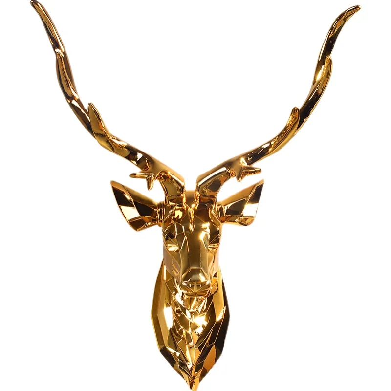 

deer head wall hanging Nordic style living room fashionable atmosphere personality geometric wall hanging decoration