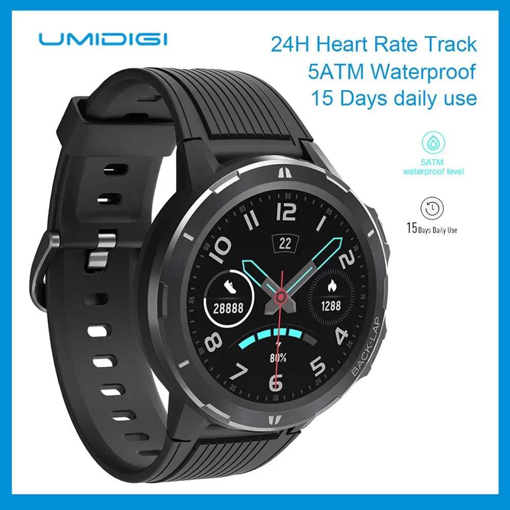 Умные часы UMIDIGI Uwatch GT 5ATM водонепроницаемый монитор сердечного ритма во время сна