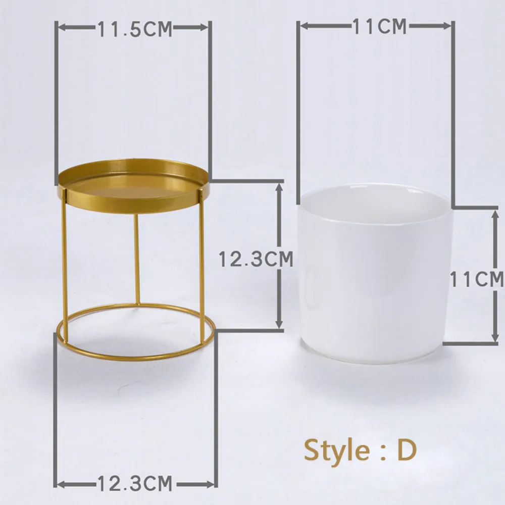 Скандинавский керамический Настольный плантатор Белый позолоченный край сочный