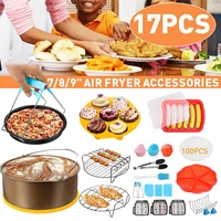 17pcs air fryer 789 inch frying cage dish baking pizza pan tray rack grill pot air fryer accessories kitchen cooking tools