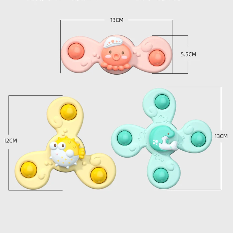 

Baby Bath Toys Spin Top Toy for Children Bathing Sucker Spinner Suction Cup Montessori Toy for Kids 2 To 4 Years Rattles Teether