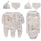 Боди с длинным рукавом Honeyzone для девочек и мальчиков, хлопковый комбинезон с мультяшным принтом, 0-12 месяцев