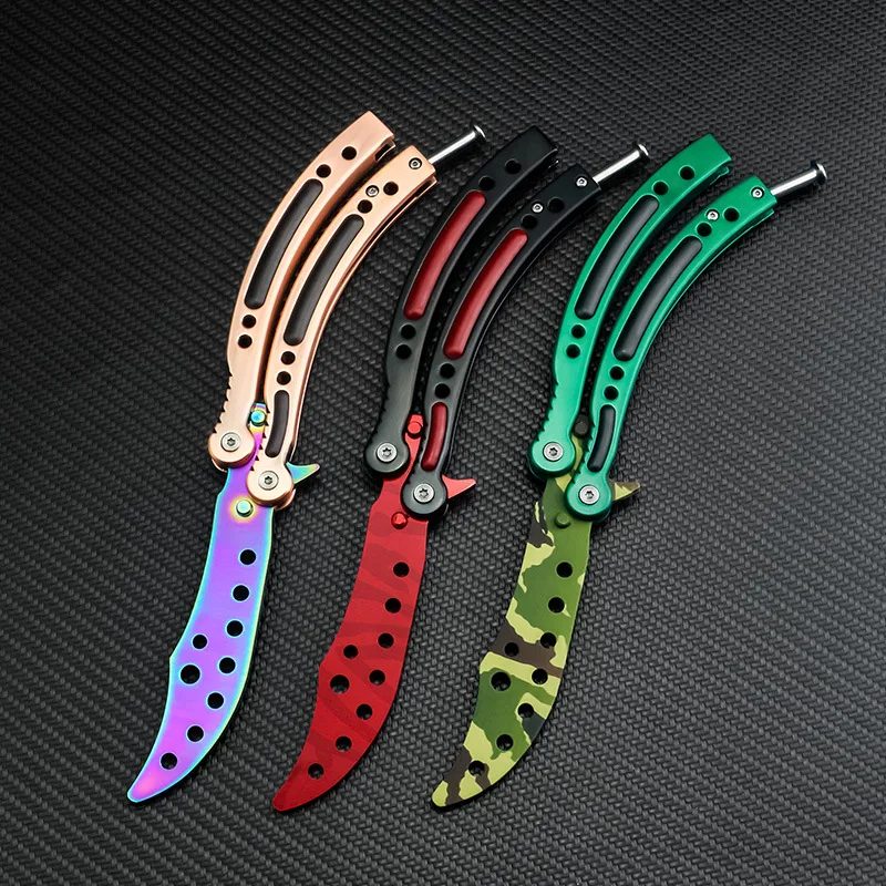 

Butterfly In Knife Training Stainless Steel Knife Butterfly CS GO Knife Counter Strike Game Folding Knife No Edge Dull Tools