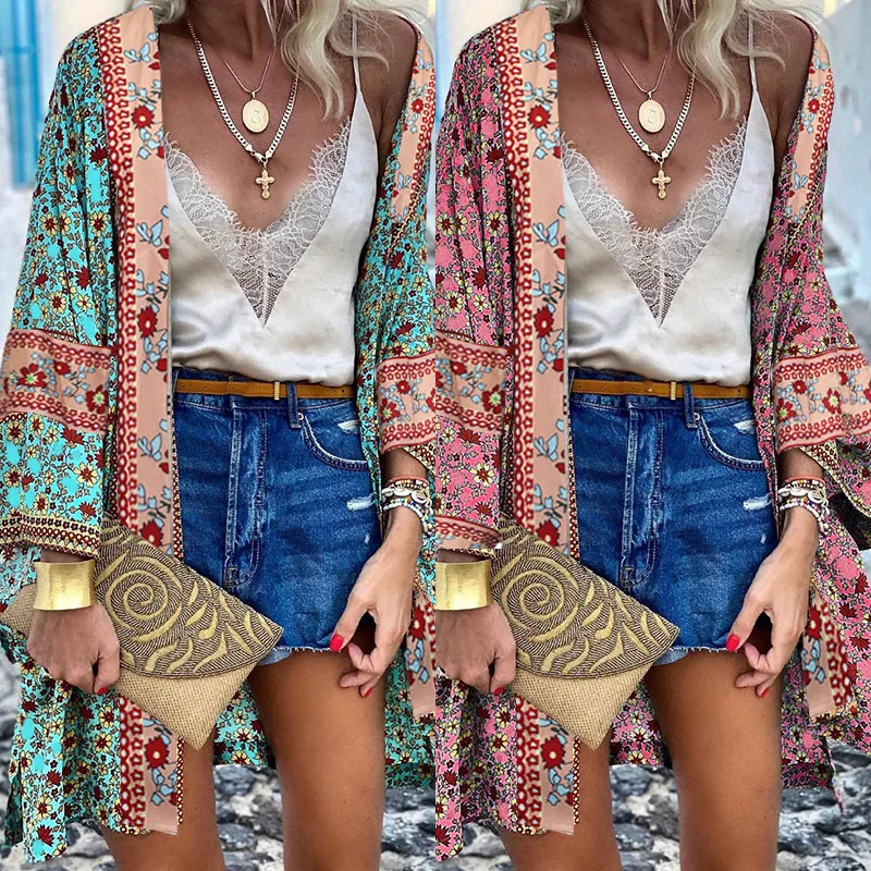 Boho Kimonos Женская 2021 японское кимоно кардиган косплей рубашка блузка для женщин
